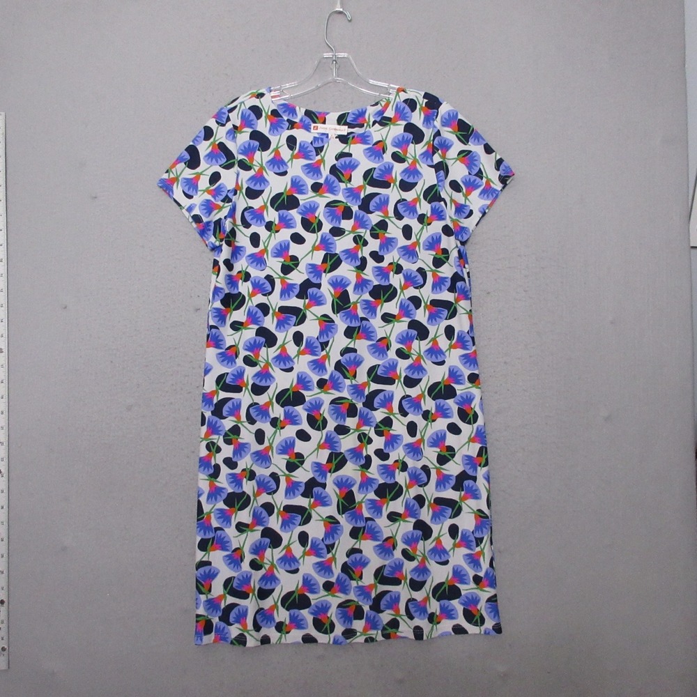 Jude Connally Dress Small Floral Dancing Lilies Shift Nylon Spandex Mod Retro